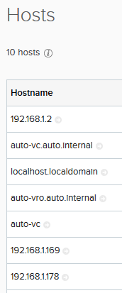 Log Insight Hosts view